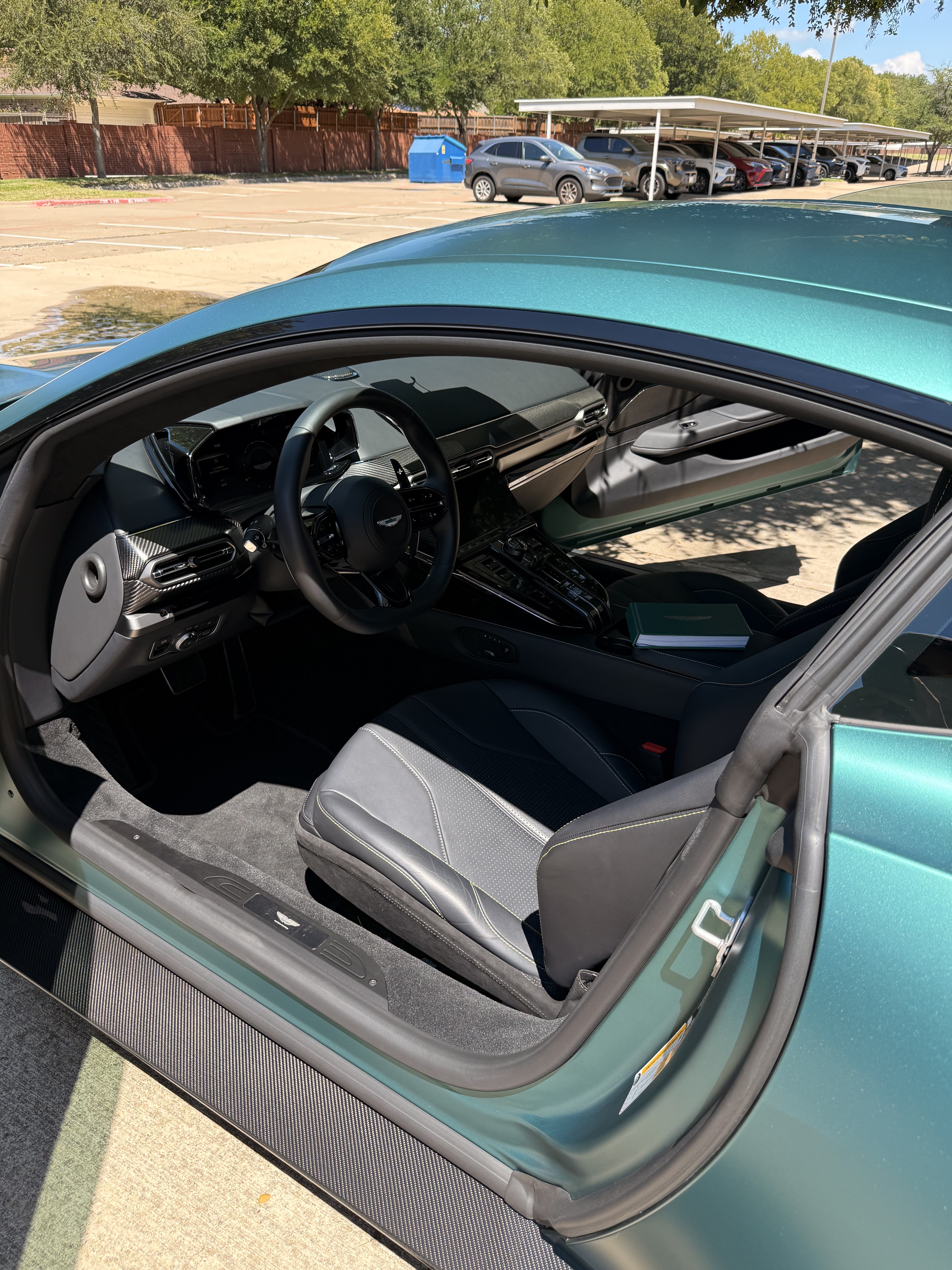 Aston Martin in racing green interior after detail